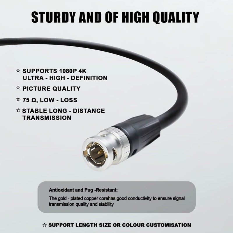 Alvin's Cables 12G SDI Cable HD SDI BNC to BNC Male Video Coaxial Cable for 4K Video Camera 50cm| 19 Inches - Image 2